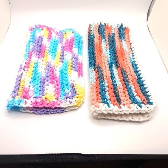 💞2/$20 HAND CRAFTED Crocheted All Purpse 100% Cottn Reusble Bath or Dish Cloths - Picture 1 of 7